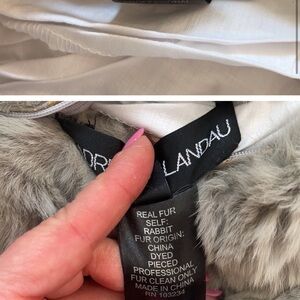 Adrienne Landau 100 real rabbit fur pillow, gray